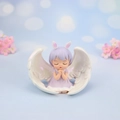 Cute resin angel girl ornament with purple hair and bunny ears for cake decoration - Purple Annie Praying (Big Wings)