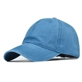 Classic washed blue cotton baseball cap in a minimalist vintage style with curved brim - Adjustable / Washed Blue(9)