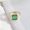 Minimalist square green gemstone ring with a polished gold finish and modern geometric design - Small Size Green