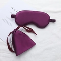 Dark purple faux silk sleep mask set with matching drawstring storage pouch for travel - Deep purple