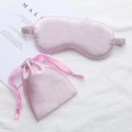 Pink satin silk sleep eye mask and matching drawstring pouch set for travel and rest - Taro Purple