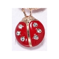 Creative ladybug brooch with red enamel finish and sparkling crystal accents in gold - Style 10 (NO.10)