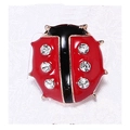 Red and black enamel ladybug brooch with gold trim and sparkling rhinestones - Style 4 (NO.4)