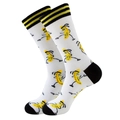 Lustige weiße Socken mit Bananenmuster und schwarzen Streifen aus Baumwolle für Herren - Kung Fu Gelbe Banane