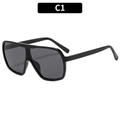 Occhiali da sole oversize neri stile shield con lenti avvolgenti per lo sport - Montatura Nera Lenti Grigie (C1)