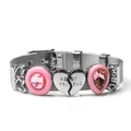 Silver stainless steel mesh bracelet featuring pink rhinestones and a Heart Best Friend charm - Silver 1