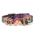 Rainbow mesh stainless steel bracelet with gold unicorn and flamingo charms - Colorful 1