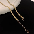 Dettaglio catena serpente piatta dorata in acciaio con chiusura a moschettone e catena - Oro Punteggiato