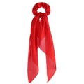 Vibrant red satin scrunchie with long streaming ribbon bow hair accessory for women - Red