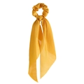 Ginger yellow satin scrunchie with long ribbon streamers for elegant women's ponytail - Ginger Yellow