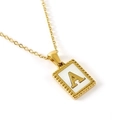 18K goud vergulde roestvrijstalen ketting met rechthoekige schelphanger letter A - Letter A (Inclusief Ketting)