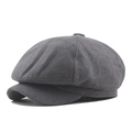 Classic dark grey wool newsboy cap in a textured finish for autumn and winter style - L (58-60cm) / Woolen Light Grey
