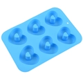 Blue 6-cavity heart shaped silicone cake mold for baking doughnuts and chocolates - Blue