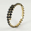 Bracelet croisé doré ajustable orné de zircons noirs carrés avec un design à plusieurs rangs - Noir