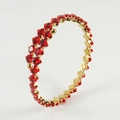Bracelet ajustable plaqué or avec cristaux rouges carrés et sertissage pavé luxueux - Rouge
