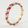 Bracelet luxueux en acier doré avec zircons carrés rouges et blancs alternés - Transparent et Rouge