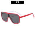 Occhiali da sole sportivi oversize con montura a contrasto rossa e bianca - Montatura Nero Rossa Lente Grigia (C3)