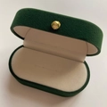 Close-up of elegant dark green velvet jewelry box with golden clasp and ivory interior - 7.5*4.5*3.5cm / High-end Green Velvet Box