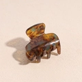 Detailopname van de haarklem met schildpadpatroon en glanzende barnsteenkleurige finish - Tortoise
