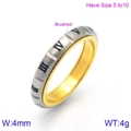 Zweifarbiger 4mm Edelstahlring mit silberner Bürstenoberfläche und goldenem Innenband - US 5 / Silber Gebürstet Gold Innenseite(KR86499-K)