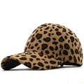 Cappellino da baseball leopardato da donna in velluto a coste caldo ed elegante - 56-61CM Regolabile / Cachi