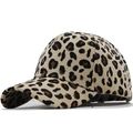Cappellino da baseball leopardato in velluto a coste per donna, design caldo autunnale - 56-61CM Regolabile / Cammello