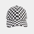 Detailed view of classic black and white checkerboard pattern on the baseball cap - Adjustable / Black Checkerboard