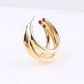 Pendientes de aro dorados de varias capas en acero inoxidable pulido para mujer - Pequeño diámetro exterior 25mm (MS-069) / Dorado