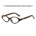 Vintage cat-eye tortoiseshell frames with clear lenses and gold temple logo - Demi Frame Clear Lens