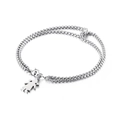 Poliertes Silber-Edelstahl-Doppelkettenarmband mit einem weiblichen Figurenanhänger - Kleines Mädchen Form(KB130332-Z)