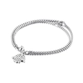 Silbernes mehrlagiges Box-Kettenarmband mit einem filigranen hohlen Hamsa-Hand-Anhänger - Hamsa Hand Hohl(KB130341-Z)