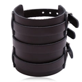 Dunkelbraunes mehrlagiges Lederarmband mit Metallschnalle und Punk-Nieten - Dunkelbraun