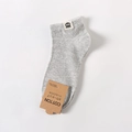 Men's grey low-cut cotton socks with robot label and brown paper tag detail - One Size (25-28cm) / Light Gray