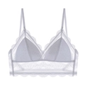 Elegant white lace triangle bralette with adjustable thin straps and delicate floral pattern - XL / White