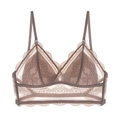 Grey purple triangle lace bra with backless design and thin adjustable shoulder straps - XL / Dusty Pink