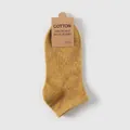 Chaussettes en tricot de coton et laine jaune moutarde avec étiquette vintage et points - Étiquette individuelle / Jaune Gingembre