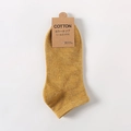 Mustard yellow cotton wool blend knit socks with vintage tag and color nep details - One Size / Basic Style / Ginger Yellow