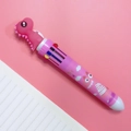 Pink multi-color retractable ballpoint pen with 3D cartoon dinosaur topper on notebook - Dinosaur - Pink