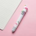 Cartoon ten-color ballpoint pen with pink flamingo design and cute 3D flamingo topper - Flamingo - White