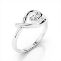 Anello d'argento a cuore con zircone brillante visto da un'angolazione di 45 gradi - US 10 / Oro bianco