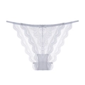 Slip in pizzo bianco da donna con fiocco decorativo e trama in rete trasparente - S / Bianco
