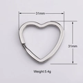 Anello portachiavi a cuore in acciaio inox, ciondolo fai-da-te lucido da 31 mm per chiavi - Color Acciaio
