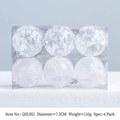 Set of 6 transparent Christmas balls with white snowflake patterns in a clear box - 7.5cm Transparent White / 6Pcs Set