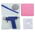 Complete stainless steel ear piercing tool kit with blue gun, marker and silver studs - Blue Ear Gun Kit (Includes 98 Studs + Ear Plugs) / Blue