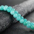 Cuentas redondas pulidas de ágata calcedonia verde azulado para joyería artesanal DIY - Amazonita