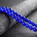 Tira de cuentas redondas de piedra calcedonia azul pulida para creación de joyas DIY - Lapislázuli