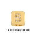 Detailed view of a gold-plated charm with micro-paved 'B' initial and crystal zircon stones - Gold Letter B Pendant Bead