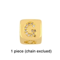 Close-up of gold square charm with micro-paved zircon letter G for red cord bracelet - Gold Letter G Pendant Bead