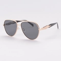 Classic aviator sunglasses with gold metal frame and dark lenses for men and women - Gold Frame Black Grey