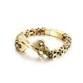 Creative gold wrench industrial titanium steel bracelet with Byzantine chain link design - Gold (KB120179-KFC)